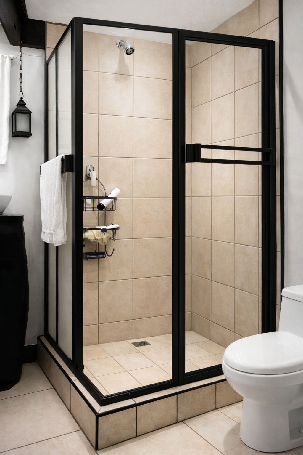 Mampara de baño en vidrio con diseño amplio